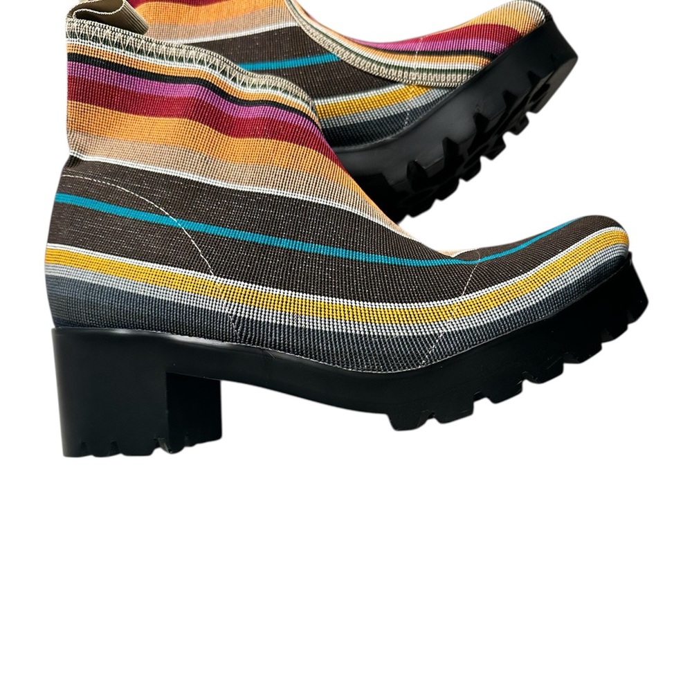 Mexican made Striped Multicolor Mesh Ankle Boots Size 8 - Picture 2 of 5